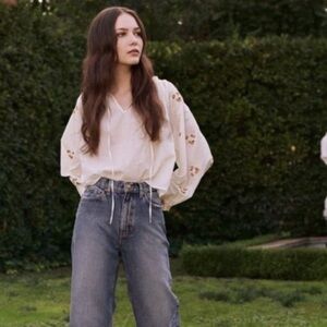 The Great Embroidered Posey Peasant Top NWOT